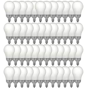 60W Equivalent A15 Candelabra Dimmable CEC Title 20 90+ CRI White Glass LED Ceiling Fan Light Bulb, Daylight (48-Pack)
