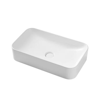 Art Basin Sink 24 in. Bathroom Sink ceramic Rectangular Vessel Sink in White