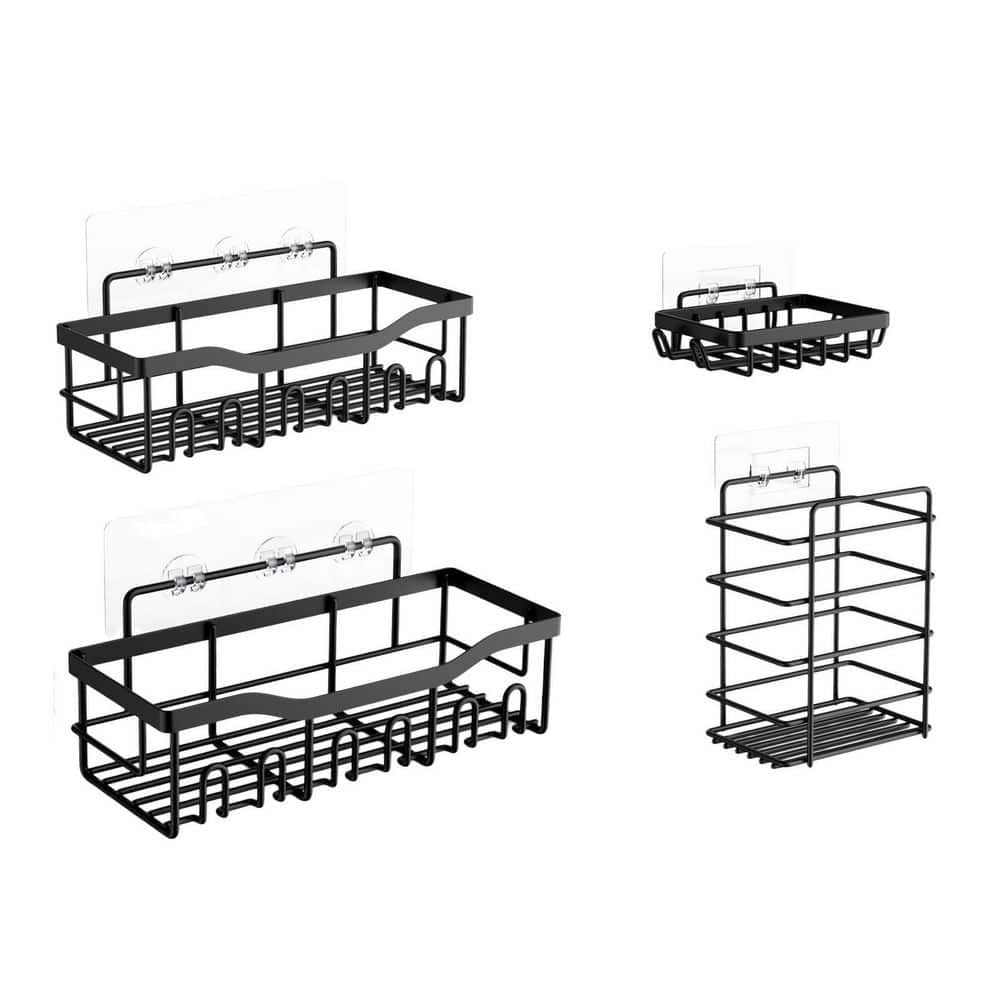 5-Piece Stainless Steel Adhesive Mount Shower Caddy and Bath Organizer Set in Black with High Weight Capacity price history on PriceWatchPro