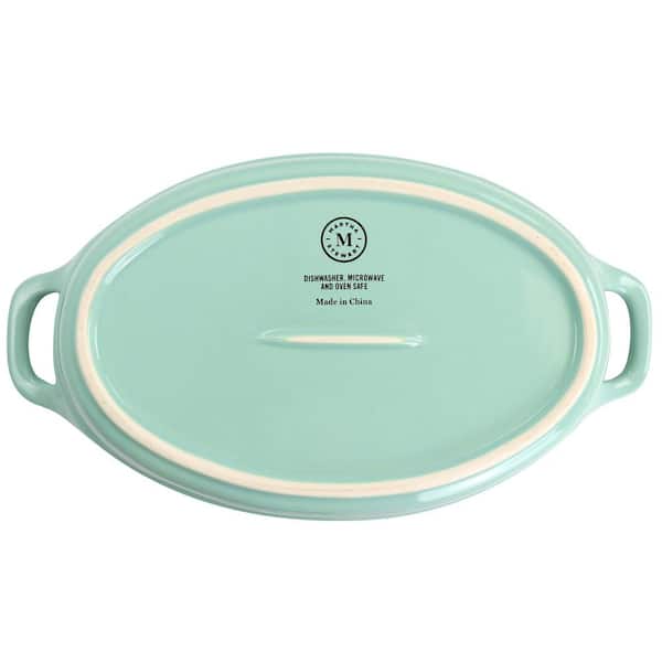 MARTHA STEWART 2-Piece Oval Stoneware Baker Set in Mint