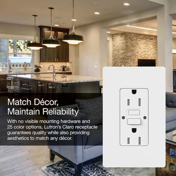 Lutron Claro 15-Amp Tamper Resistant Duplex Receptacle, Light