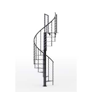 Hayden Black Interior 42in Diameter, Fits Height 102in - 114in, 1 36in Tall Platform Rail Spiral Staircase Kit