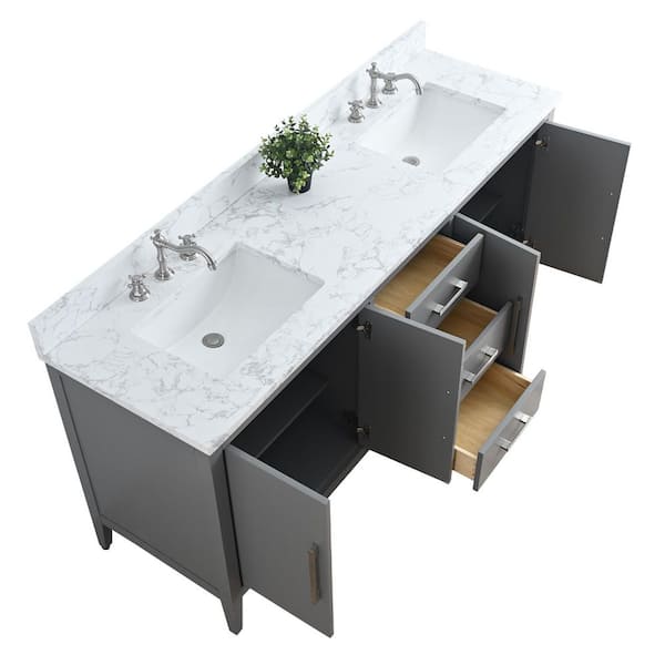 Vanity Art 72 in. W x 22 in. D x 38 in. H Double Sink Bath Vanity