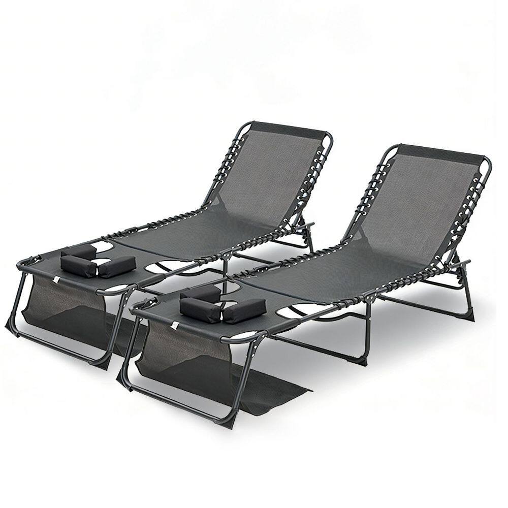 Black Metal Folding Outdoor Face Down Chaise Lounge Chair, 5-Position Tanning Chair with Face & Arm Holes (2-Pack) price history on PriceWatchPro