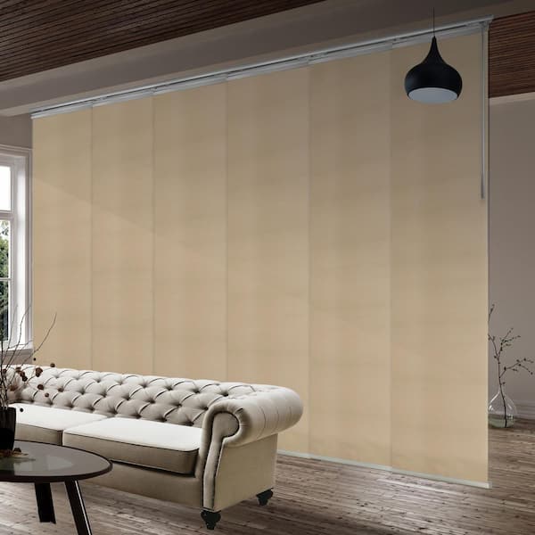EMOH Ivoreen 70 in. - 130 in. W x 94 in. L Adjustable 6- Panel White Single Rail Panel Track with 23.5 in. Slates