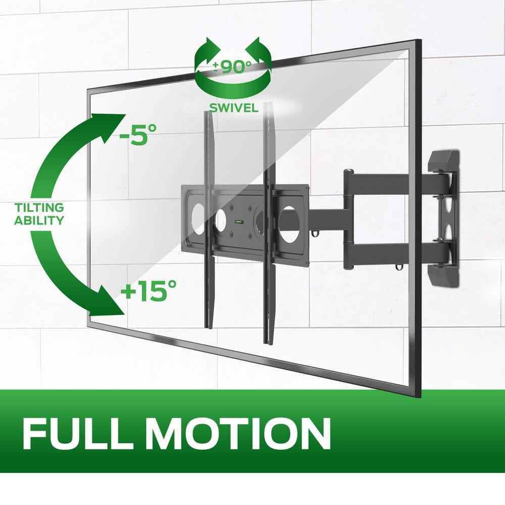 Black Steel Full Motion Wall Mount for TVs up to 70 inches