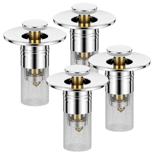 Numhew 3 in 1 Sink Drain Strainer with Hair Catcher, 2.9 in. H x 2.3 in. W x 2.3 in. D Popup Sink Stopper with Basket