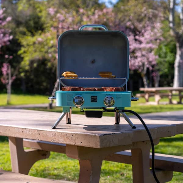 KENMORE 2-Burner Retro Portable Propane Gas Grill in Turquoise KT