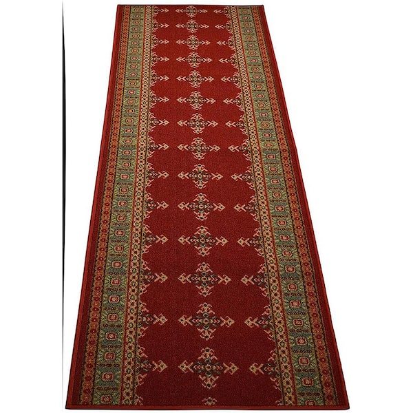 23 x 7' Teal Blue, 23 x 7 Southwestern Runner and Area Rug Dark Red Printed Slip Skid Resistant Rubber Back 3 Color Options Rug Styles RUB1096-2X7