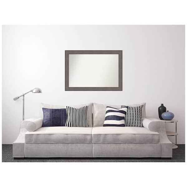 Amanti Art Medium Rectangle Distressed Brown Hooks Modern Mirror (31.25 in. H x 44.25 in. W)