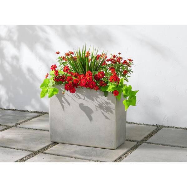 花鳥24 Vigoro 24 in. Amador Medium Gray Deck Box Planter (24 in. L x 11