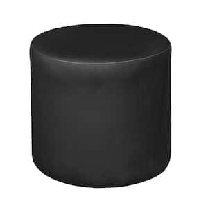 Round black store leather ottoman