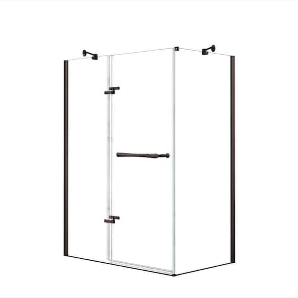 MAAX Reveal 29-7/8 in. x 60 in. x 71-1/2 in. Frameless Corner Pivot Shower Enclosure in Dark Bronze