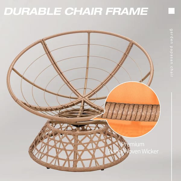 Wicker Outdoor Lounge Chair Papasan Chair with Orange