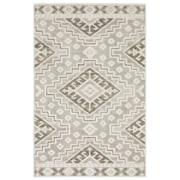 5 ft. x 8 ft. Blue And Ivory Medallion Distressed With Fringe Area Rug