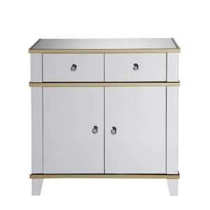 Osma 32 in. Clear Standard Rectangle Mirrored Console Table with Drawers
