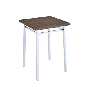42 in. Brown and Silver Contemporary Style Square Wood and Metal Bar Table