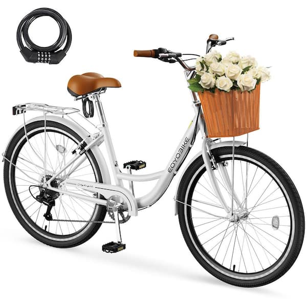 BOZTIY 26 in. 7 Speed Commute Bike Beach Cruiser Bike for Adult