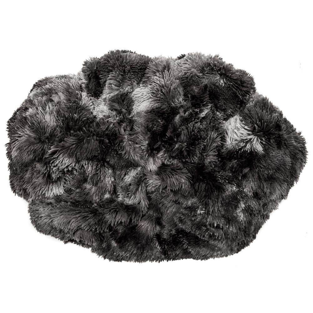 Gray Faux Fur and Sherpa Reversible Throw Blanket 50" x 65"