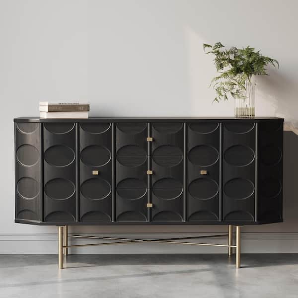 Urban Woodcraft Alba Black 60 in. Side Storage Cabinet