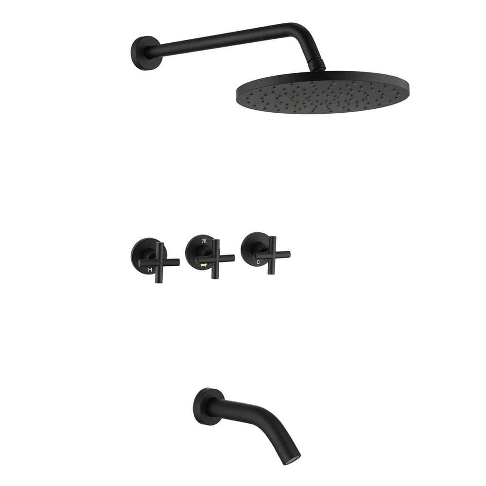 Triple Handles 1-Spray Tub and Shower Faucet 2.5 GPM in Matte Black Valve Included price history on PriceWatchPro