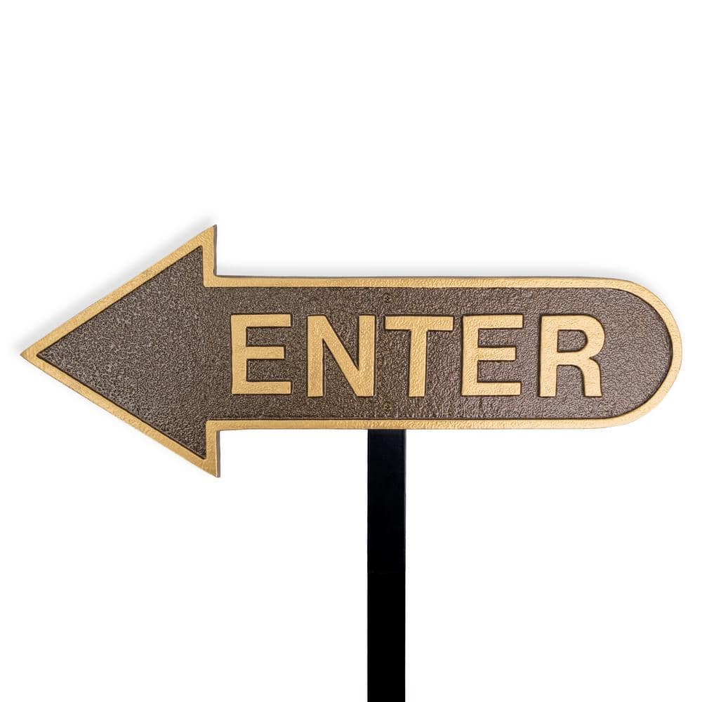 "6"" x 15.5"" Left Arrow Enter Statement Plaque Sign with Lawn Stake-Hammered Bronze" price history on PriceWatchPro