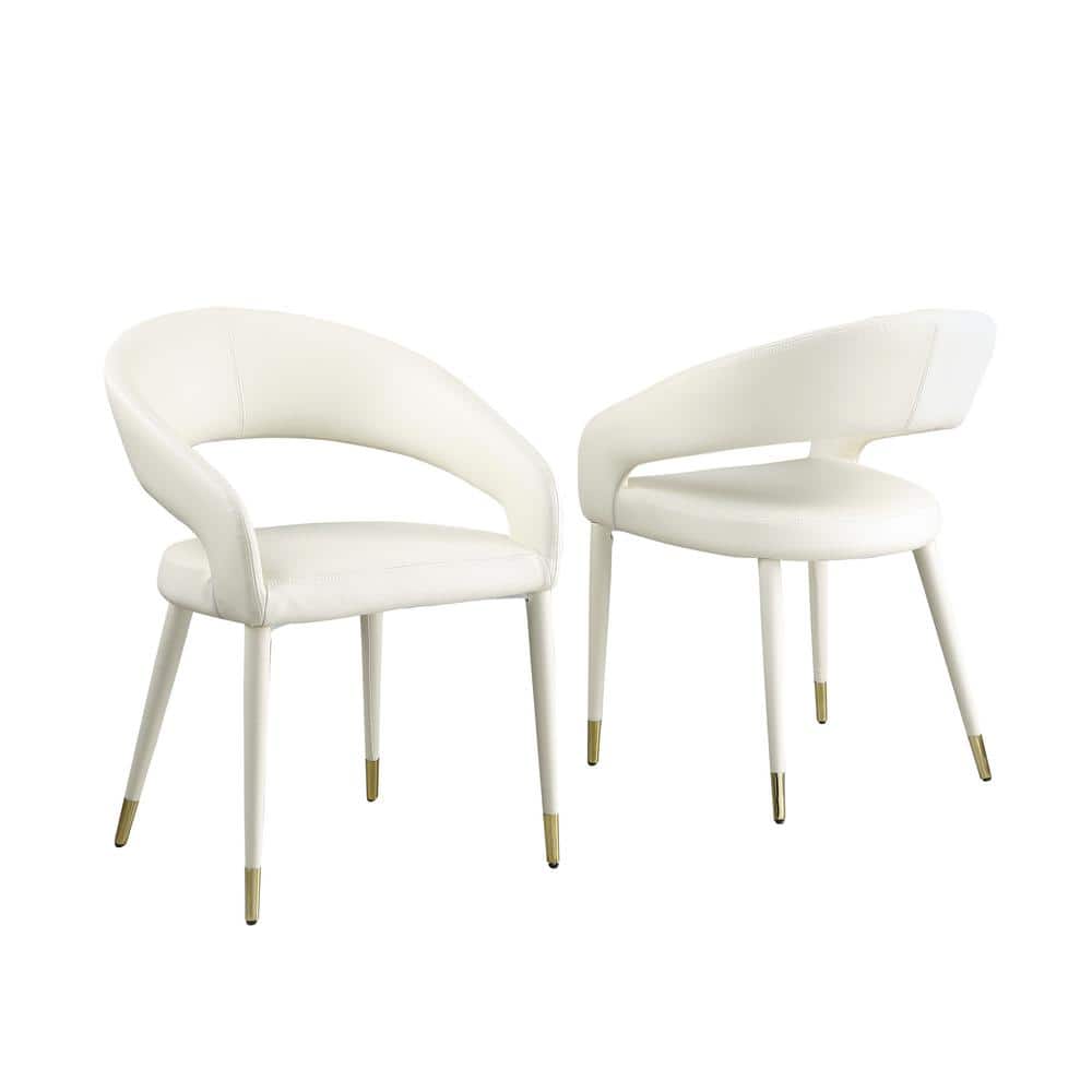Jacques 32 in. H Faux Leather Cream Dining Chairs (Set of 2) price history on PriceWatchPro