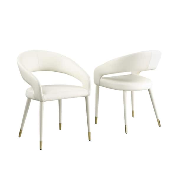 Best Master Furniture Jacques 32 in. H Faux Leather Cream Dining Chairs (Set of 2)