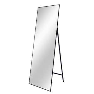 22 in. W x 65 in. H Rectangular Framed Hook Bathroom Vanity Mirror in Black