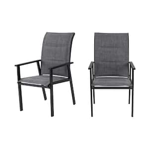 High Garden Black Steel Padded Sling Outdoor Patio Stationary Dining Chair (2-Pack)