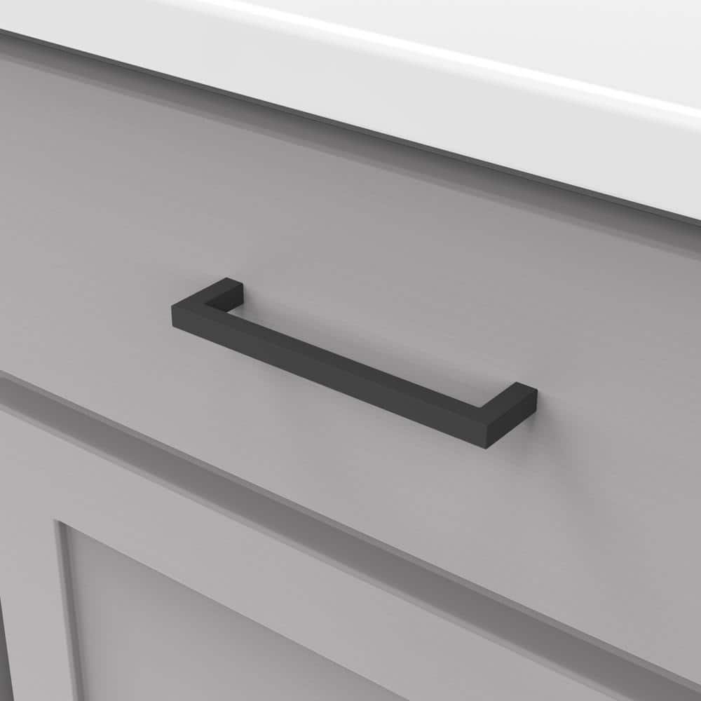 Matte Black Aluminum Modern Bar Drawer Pulls, 5-1/16" Center