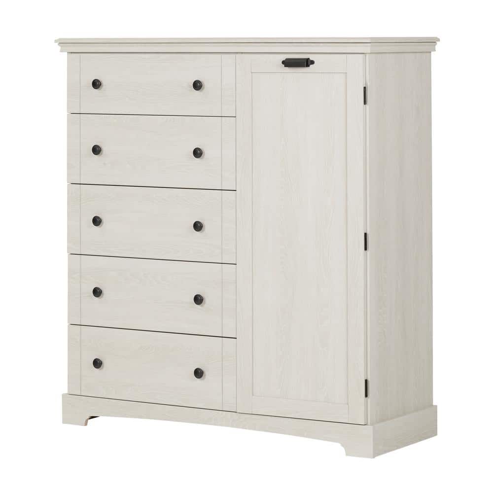 South Shore Lilak Door Chest with 5 Drawers Winter Oak (48.75 in. H x 47 in W.) -  12756
