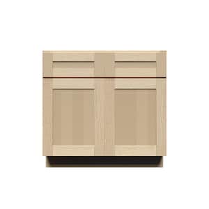 Lancaster Shaker Assembled 36 in. x 34.5 in. x 24 in. Base Cabinet with 2-Doors and 2-Drawers in Natural Wood