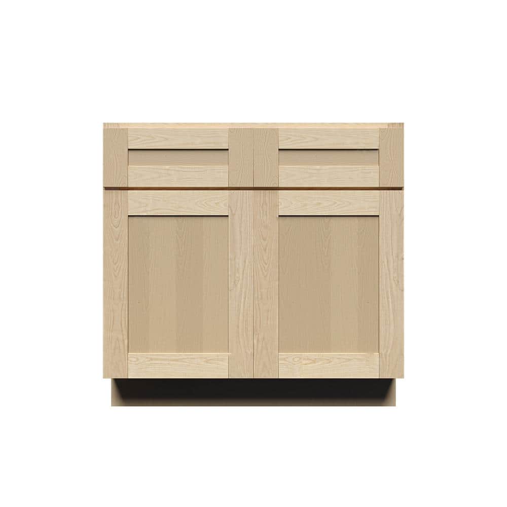 39 in. x 34.5 in. x 24 in. Lancaster Shaker Assembled Base Cabinet with 2-Doors and 2-Drawers in Natural Wood price history on PriceWatchPro