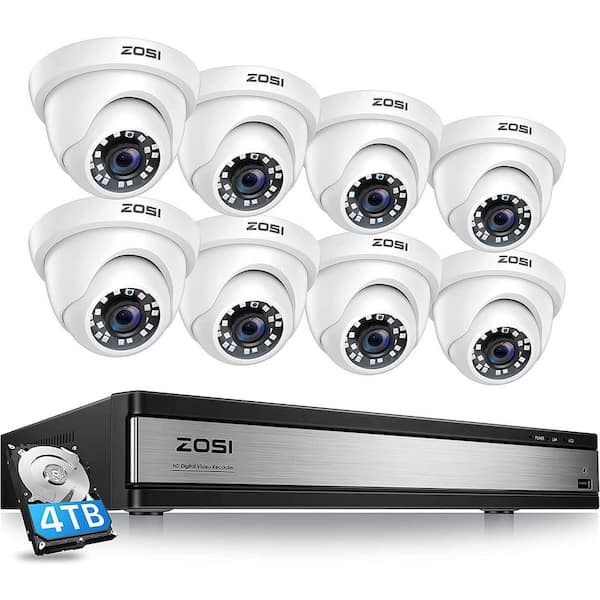 ZOSI H.265+ 16-Channel 1080p 4TB DVR Security Camera System with 8 