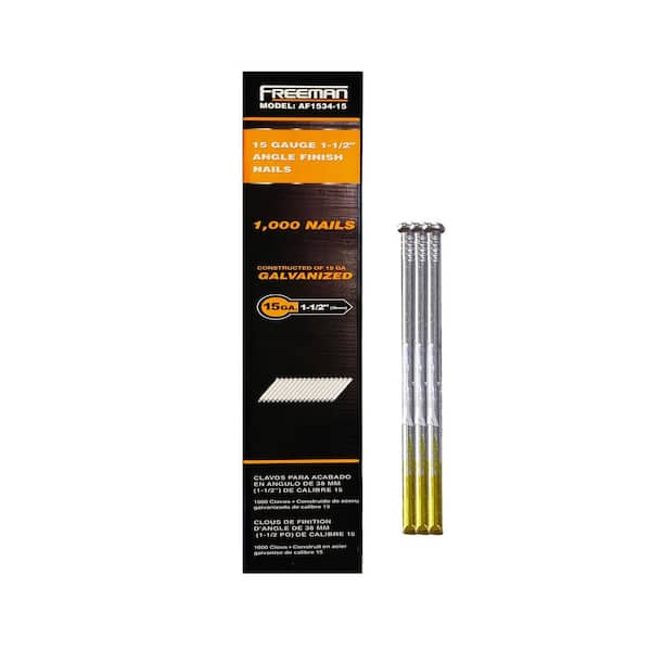 1-1/2 in. 15-Gauge 34-Degree Glue Collated Galvanized Finish Nails (1000-Count)