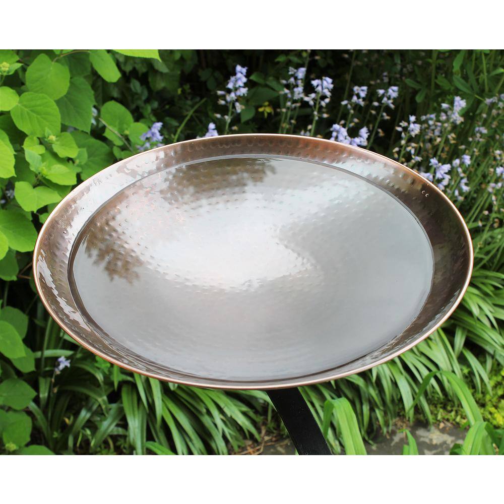 Burnt Copper 15" Hammered Birdbath with Rail Mount Bracket