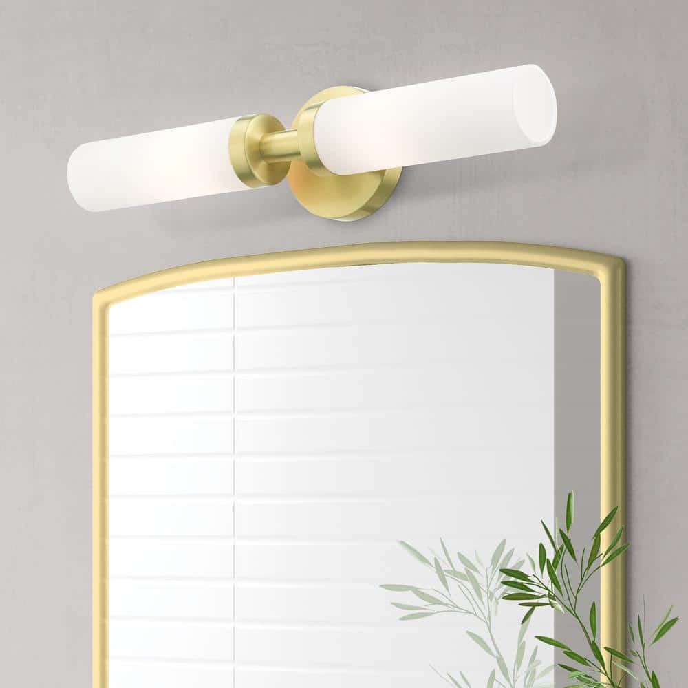 Satin Brass and Opal Glass 18" Modern Vanity Light
