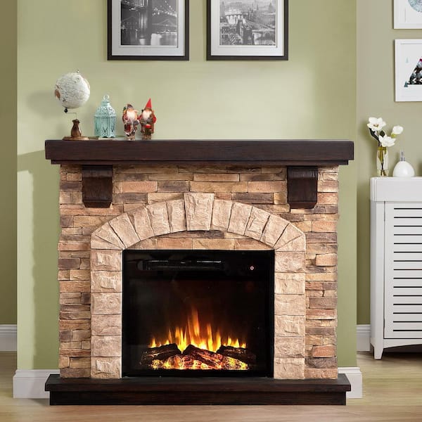 FESTIVO 45 in. Freestanding Electric Fireplace in Tan