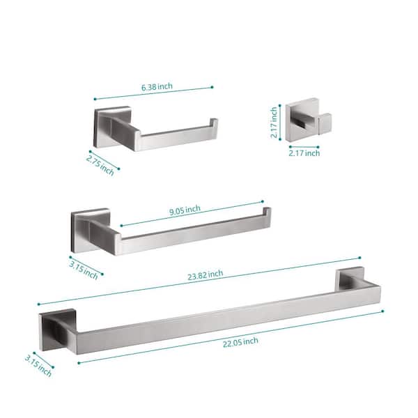 4 -Piece Bath Hardware Set with Mounting Hardware in Brushed Nickel
