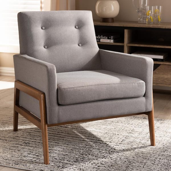 Baxton Studio Perris Gray Fabric Lounge Chair