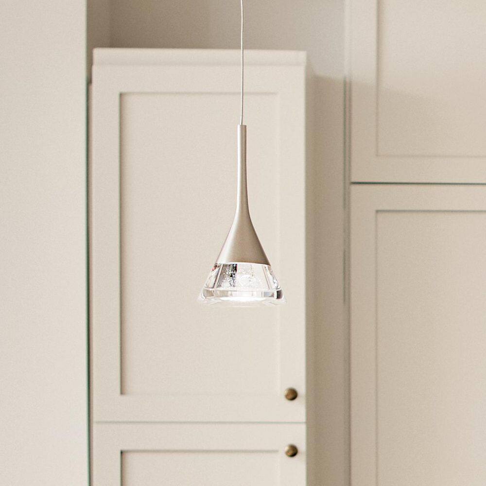 Sleek Brushed Nickel Mini Pendant with LED and Clear Acrylic Shade