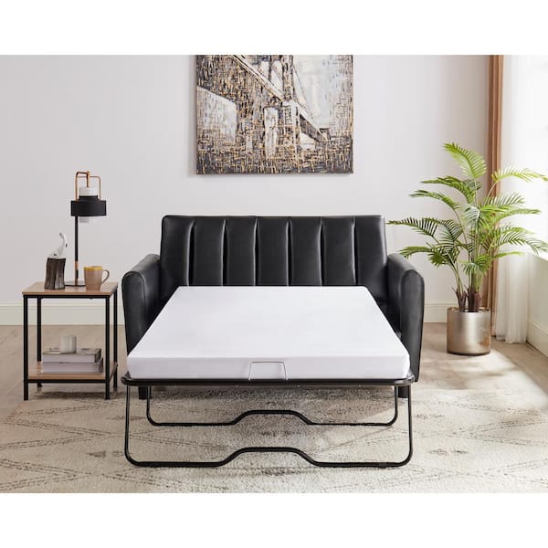 HOMESTOCK 32 in. W Black Queen Convertible Loveseat Sofa Bed, Air