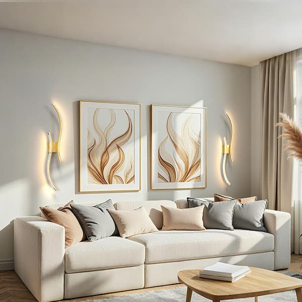 Battery Operated Wall Sconces Set Of 2 – Gold 20" Rechargeable Crystal Bubble LED Lamp With Remote, Dimmable 3000K-6000K For Bedroom, Bathroom, Hallway
