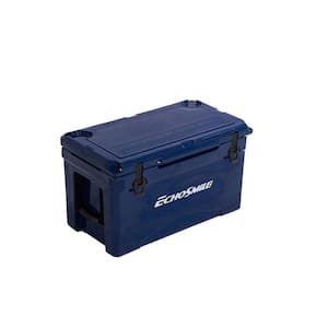 35 qt. Outdoor Navy Blue Insulated Box Cooler with Stretch Lock, Non-Slip Rubber Mat and 4 Handles