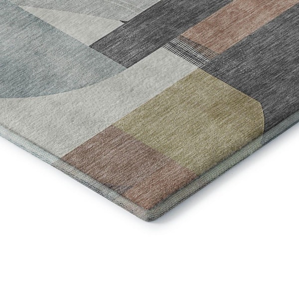 Mayfield Premium Machine Washable Abstract AMF1694 Paprika 8 ft. x 10 ft. Area Rug