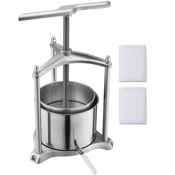 1.6 Gallon/6L Stainless Steel Manual Fruit Press, Juice Maker with T-Shaped Handle for Apples Grapes Oranges and Herbs