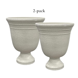 Vigoro 17.8 in. Elise Large White Textured Resin Urn Planter Vigoro 17.8 in. Elise Large White Textured Resin Urn Planter