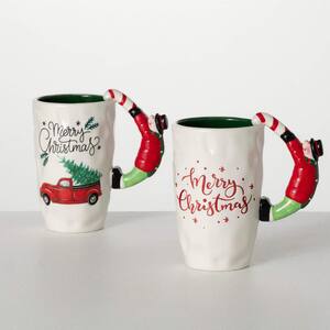 6.25 in. 12 oz. Merry Christmas Ceramic Beverage Mug (Set of 2)
