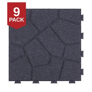 16 in. x 16 in. x 5/8 in. Gray Stone SmartLoc Rubber Paver (9-Pack)
